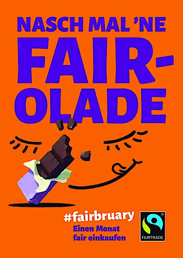 Kampagnenplakat mit Schokolade und Text 