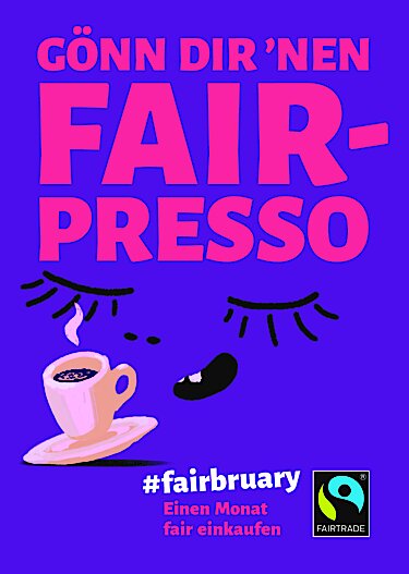 Kampagnenplakat mit Tasse Espresso und Text 